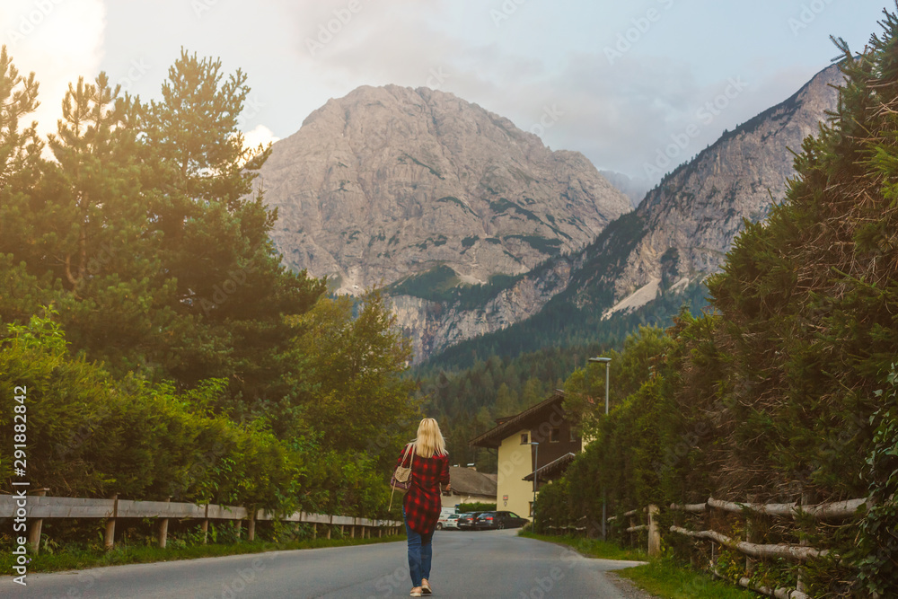 girl in the mountains, alps, austria