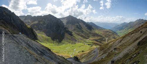 View of Col du Tourmalet in pyrenees mountains