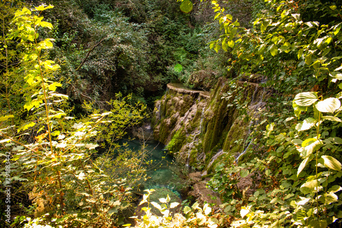 Krushuna Falls are a series of waterfalls in northern Bulgaria  near Lovech. They are famous with their landscape and are formed by many travertines and turquoise blue water.