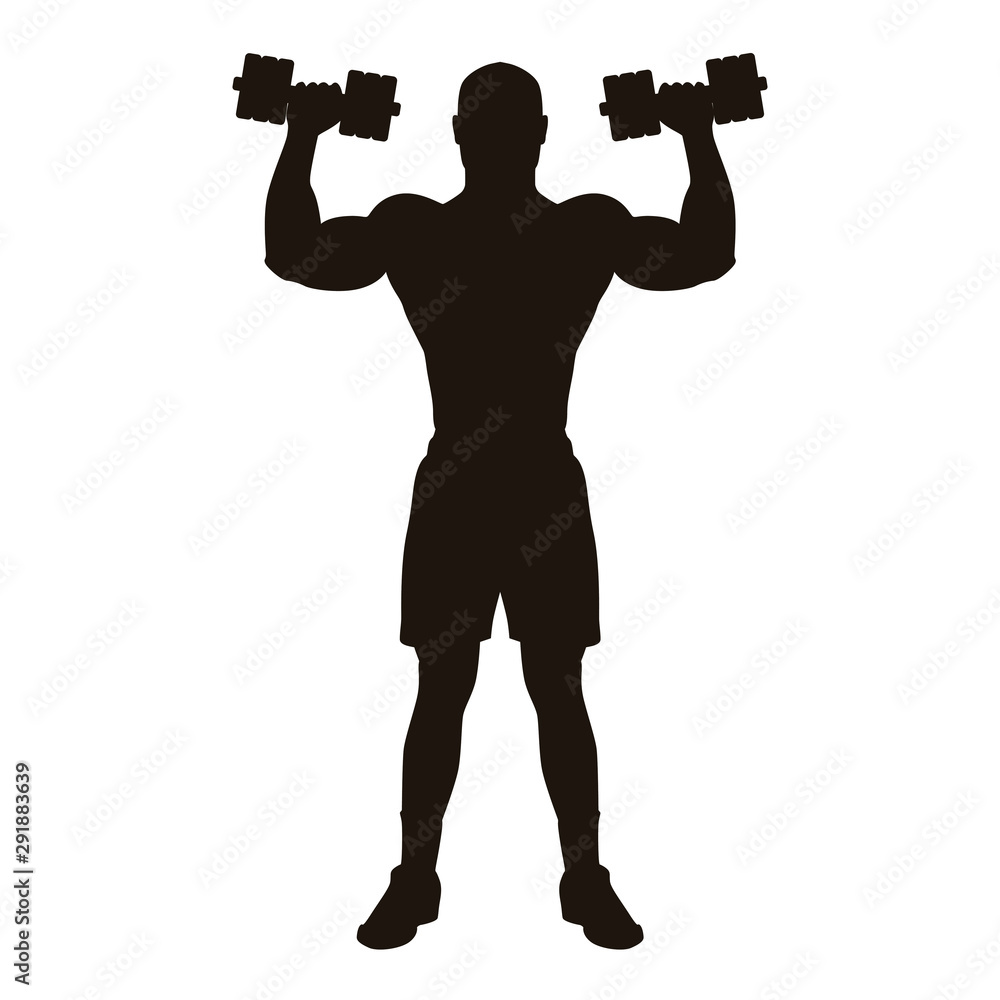 Man Exercise With Dumbbells Silhouette Man Exercise With Dumbbells Silhouette