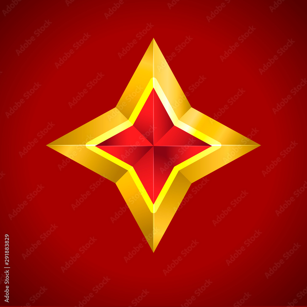 Gold red star vector illustration 3D art symbol Gold red star vector illustration 3D art symbol