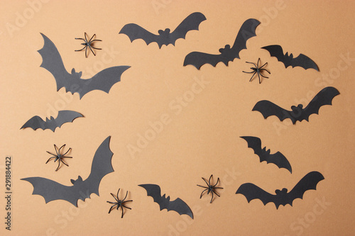 Halloween holiday background top view. Place for pastry dough