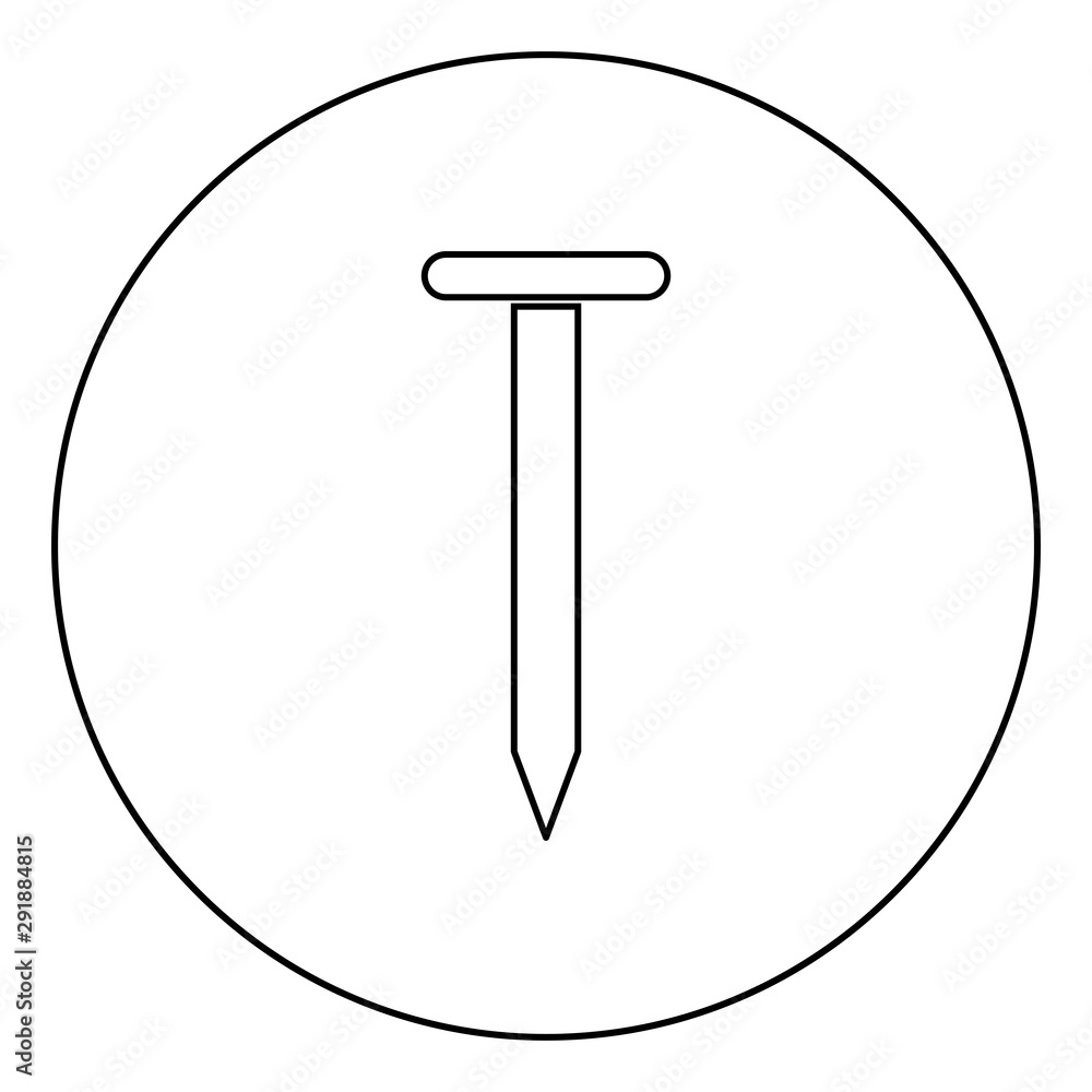 Iron nail icon in circle round outline black color vector illustration flat style image Iron nail icon in circle round outline black color vector illustration flat style image