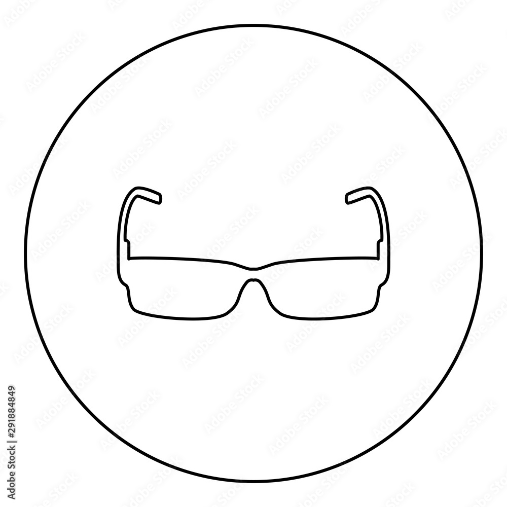Sunglasses icon in circle round outline black color vector illustration flat style image Sunglasses icon in circle round outline black color vector illustration flat style image