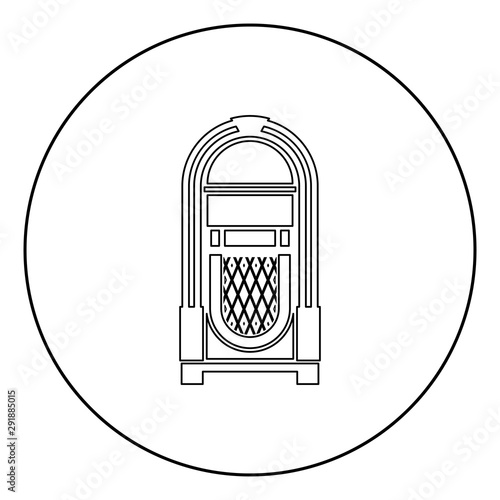 Jukebox Juke box automated retro music concept vintage playing device icon in circle round outline black color vector illustration flat style image