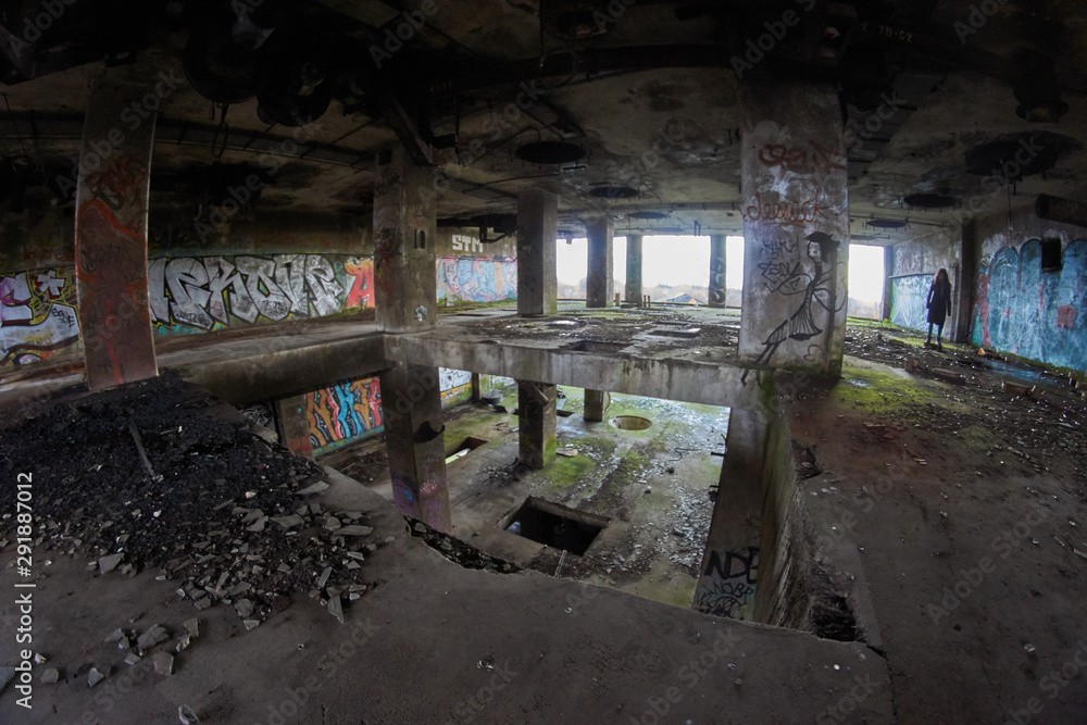 Abandoned Factory two floor concrete pillars Abandoned Factory two floor concrete pillars