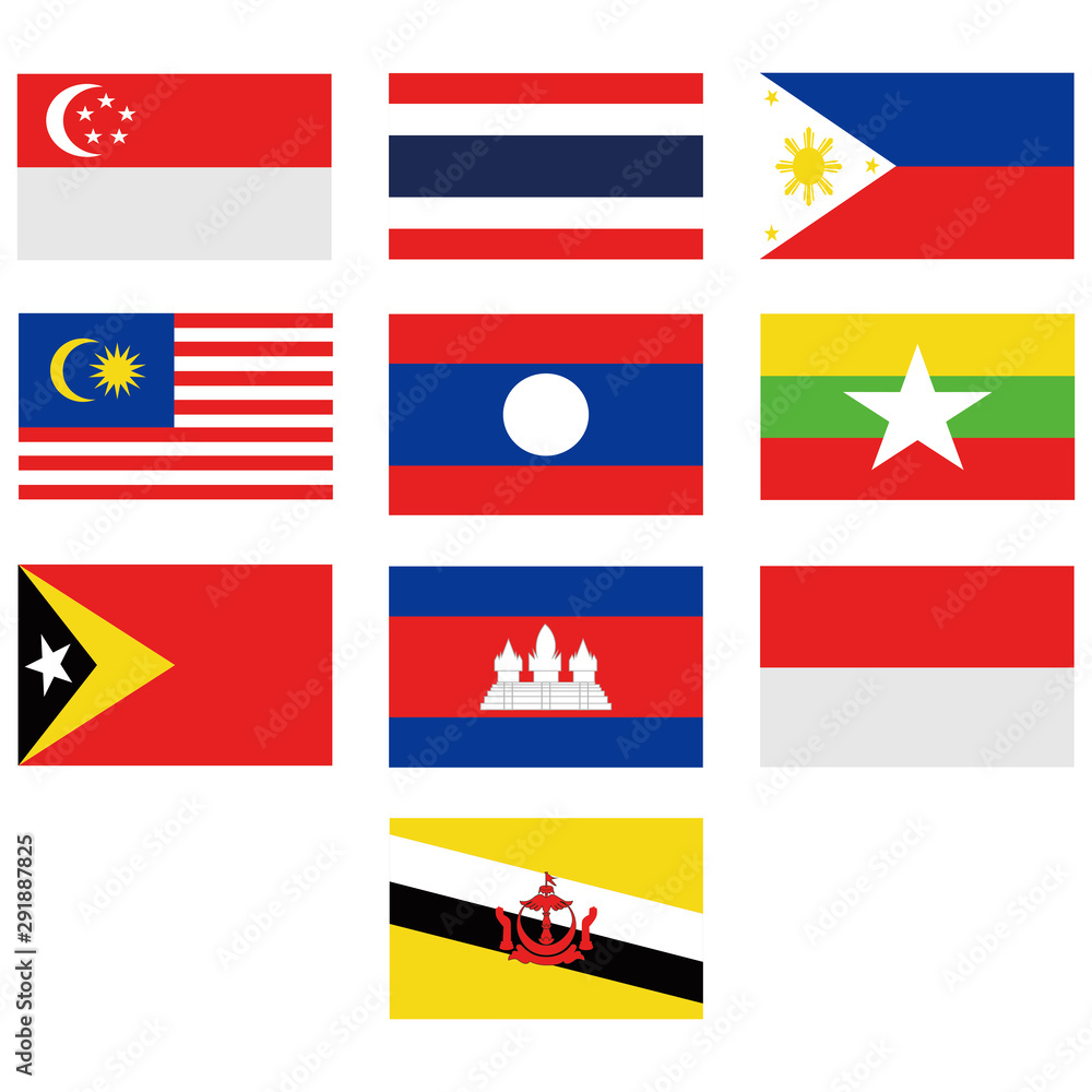 flags of country in southeast asia icon set vector design symbol 