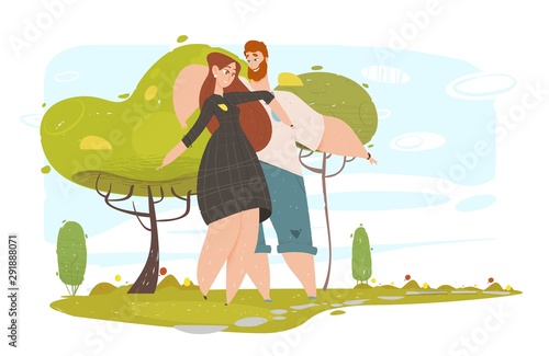 Loving Couple Walking in City Park in Sunny Summer