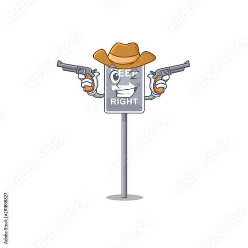 Cowboy keep right with the mascot shape