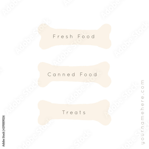 Vector hand drawn objects with a text. Vector minimal background for a pet related topic with bones.