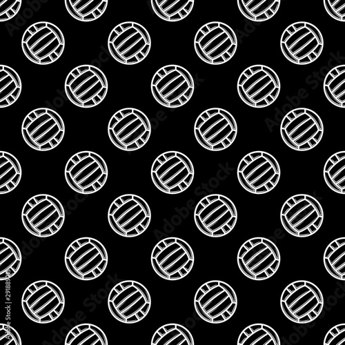 Black background with white outline waterpolo seamless patttern