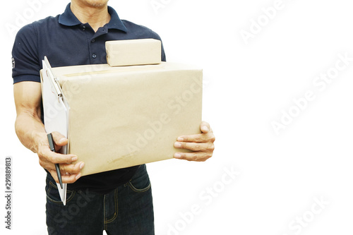 A man delivery parcel to home