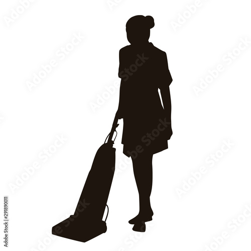 Janitor Doing Cleaning Activities Silhouette