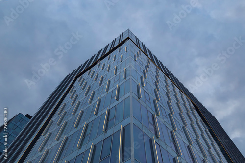 Glass facade of the building
