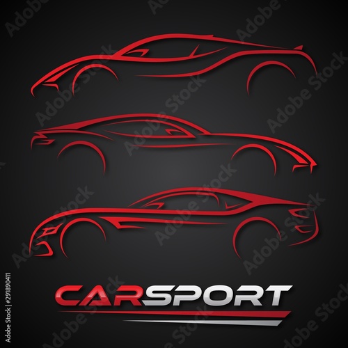 Elegance car sport element style for your best business symbol with letter car sport and color red