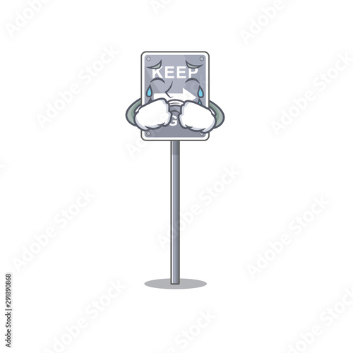 Crying toy keep right shaped on cartoon