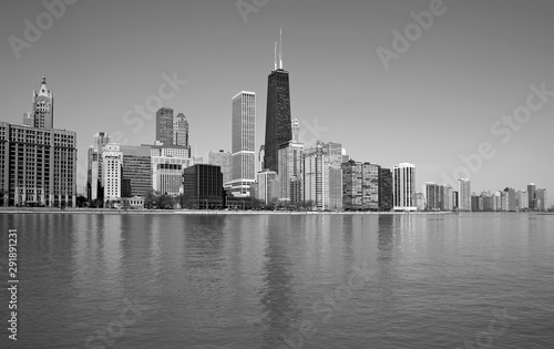 Black and white Chicago city skyline © gdvcom