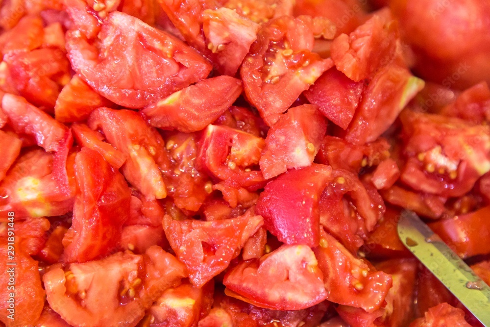 making tomato paste. tomato paste in the cauldron making tomato paste. tomato paste in the cauldron