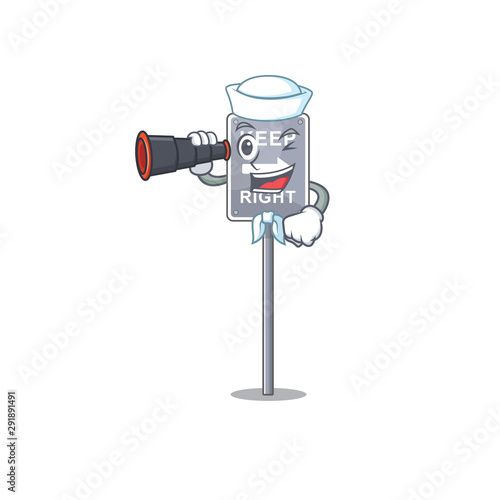 Sailor with binocular toy keep right shaped on cartoon