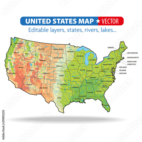 UNITED STATES - USA- MAP -VECTOR #1