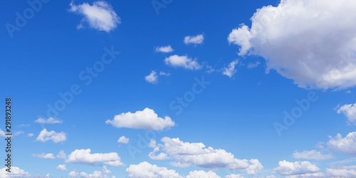 Beautiful blue sky and white clouds background. © Thipphawan