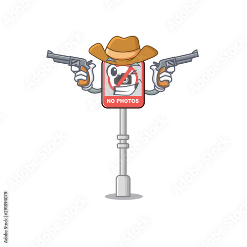 Cowboy no camera stuck to cartoon door