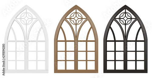 Gothic window of wood set