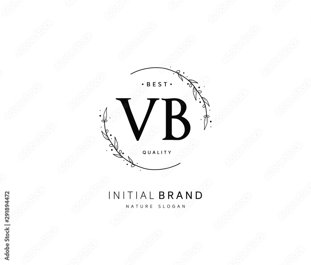 V B VB Beauty vector initial logo, handwriting logo of initial signature, wedding, fashion, jewerly, boutique, floral and botanical with creative template for any company or business.