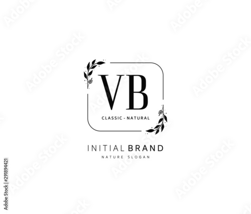 V B VB Beauty vector initial logo, handwriting logo of initial signature, wedding, fashion, jewerly, boutique, floral and botanical with creative template for any company or business.