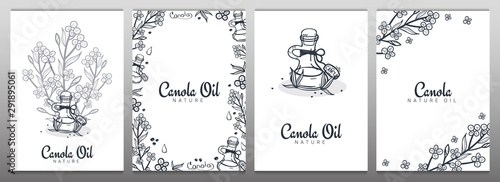Set of Rapeseed and canola oil banners. Nature Organic product.