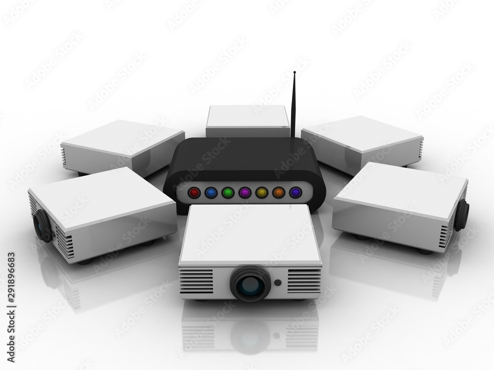 3d rendering Home Cinema Entertainment Full HD Projector with wifi modem 3d rendering Home Cinema Entertainment Full HD Projector with wifi modem