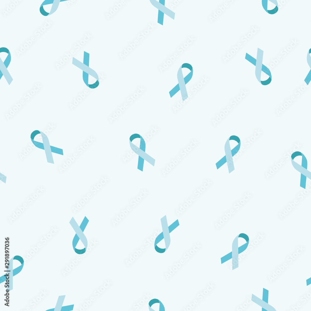 The background is a blue ribbon symbol for Prostate cancer. Seamless pattern. The background is a blue ribbon symbol for Prostate cancer. Seamless pattern.