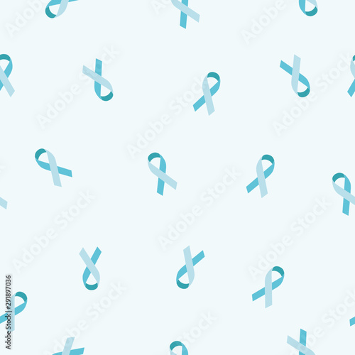 The background is a blue ribbon symbol for Prostate cancer. Seamless pattern.