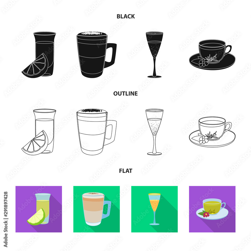 Fototapeta premium Isolated object of drink and bar sign. Collection of drink and party stock symbol for web.