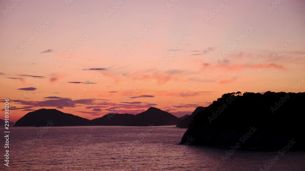 Gorgeous Aerial View of Sunset over the Elaphiti Islands in the Adriatic Sea Gorgeous Aerial View of Sunset over the Elaphiti Islands in the Adriatic Sea