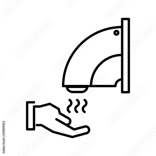 Hand dryer outline icon, bathroom equipment illustration.
