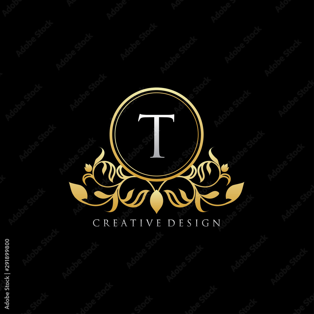 Gold Luxury Boutique Letter T Logo Icon. Gold Luxury Boutique Letter T Logo Icon.