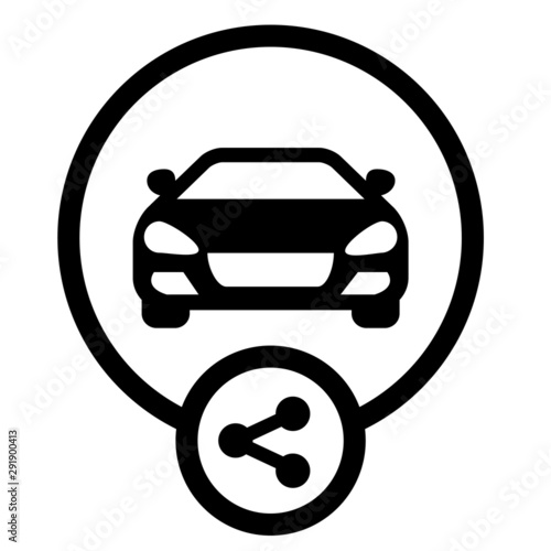 Car sharing vector icon. Carsharing illustration symbol. Transport renting service concept sign or logo.