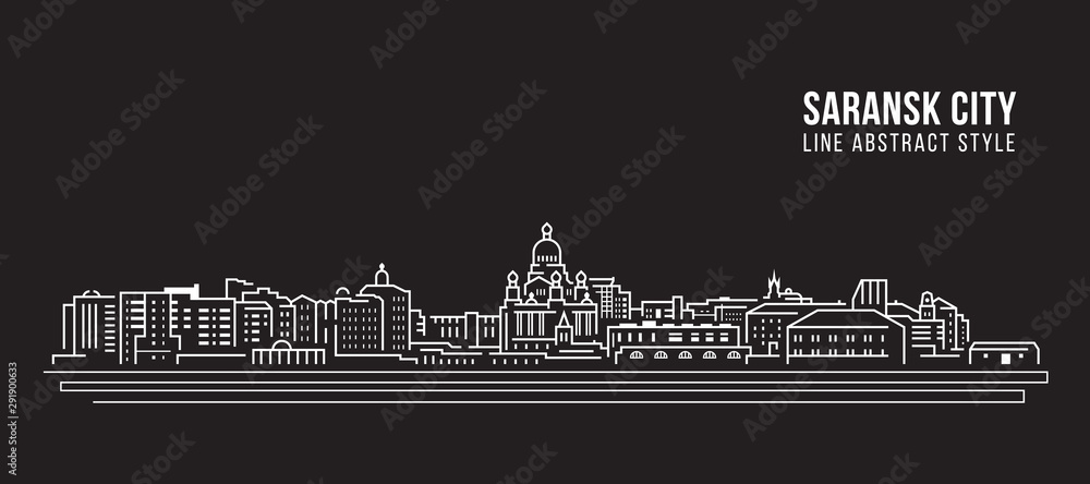 Cityscape Building Line art Vector Illustration design - Saransk city