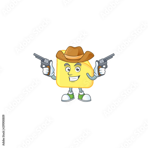 Cowboy rounded sticker paper cartoon with mascot