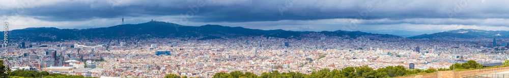 Top panoramic view of Barcelona Spain