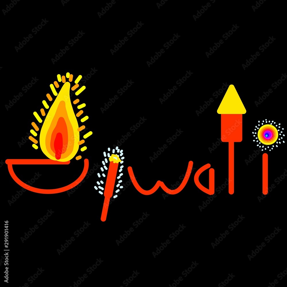 happy diwali illustration with fire work happy diwali illustration with fire work