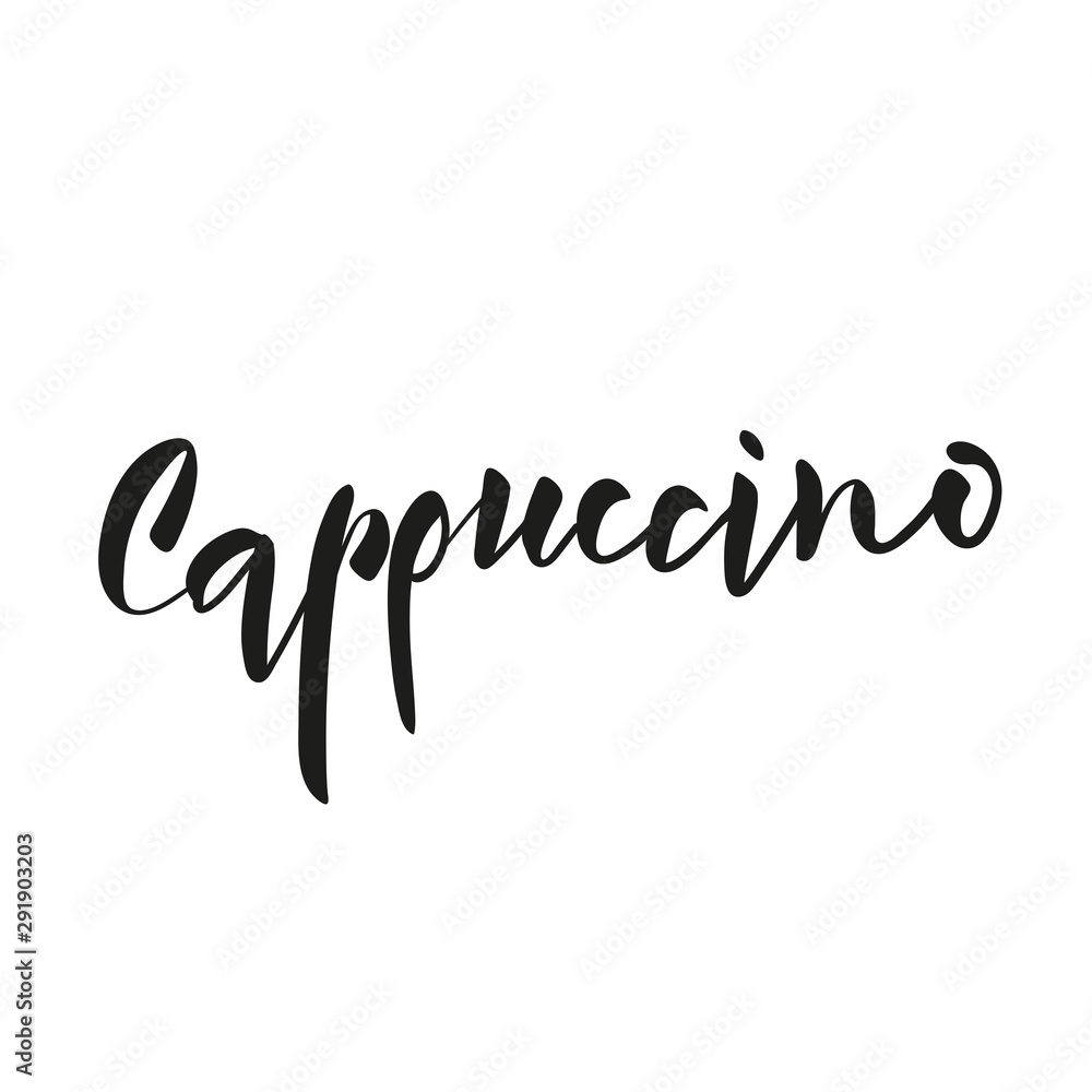 Cappuccino. Black and white lettering for coffee menu