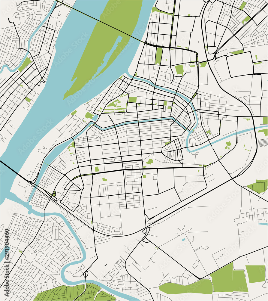 map of the city of Astrakhan, Russia