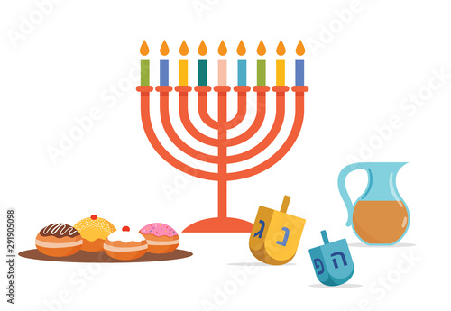Happy Hanukkah, Jewish Festival of Lights background for greeting card, invitation, banner