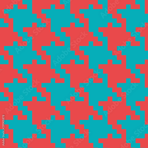 Vector turqoise red pied de poule seamless pattern background