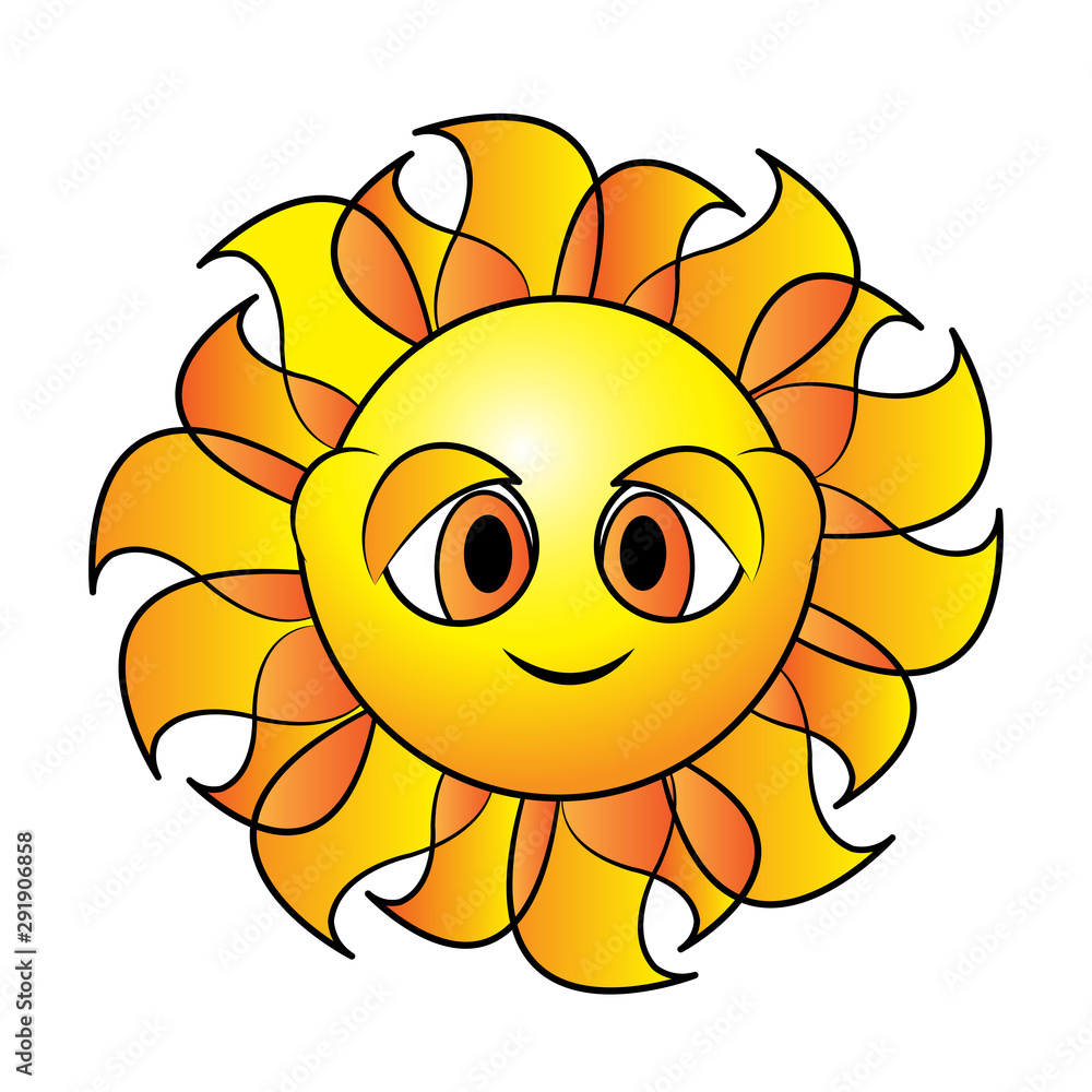 Smiley faced sun icon vector