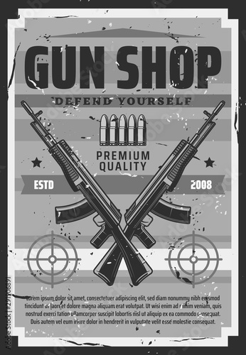 Shooting hunting weapon, guns shop, self defense