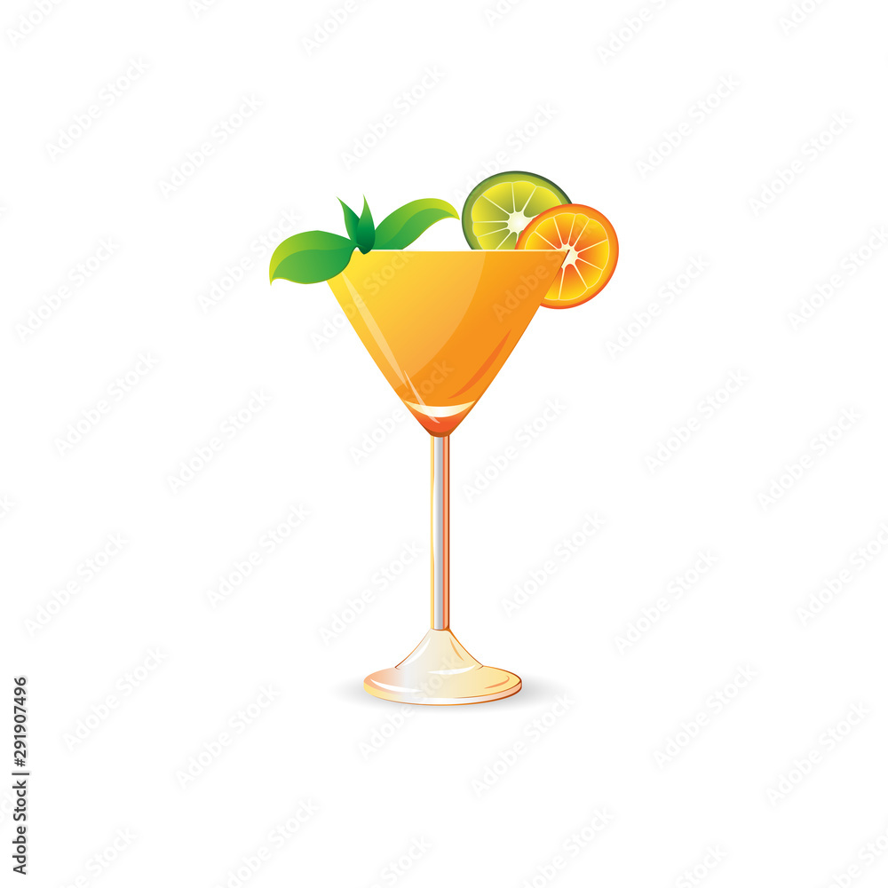 Fototapeta premium Fruit juice, cocktail vector illustration