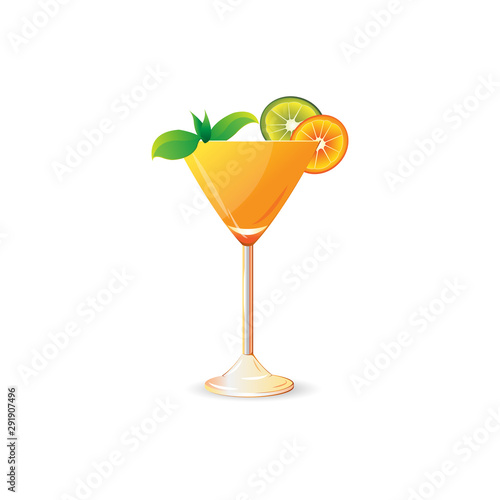 Fruit juice, cocktail vector illustration